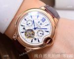Replica Cartier Ballon Bleu Tourbillon 43mm Watch Rose Gold White Face